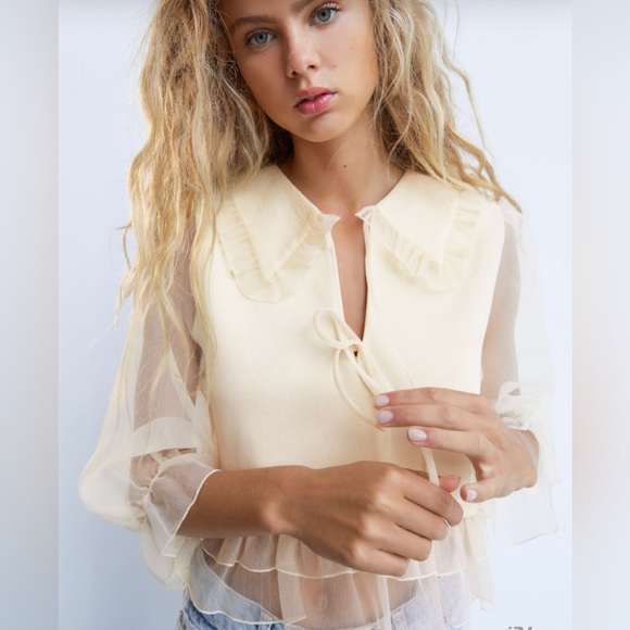 Zara Tops - NWT Rare Zara Combination Knit and organza Top